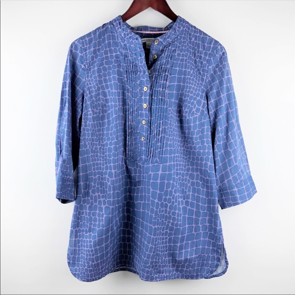 Isaac Mizrahi Live! Square Print Blouse Shirt Top Small